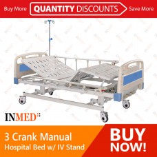 Inmed 3 Crank Manual Hospital Bed with IV Stand [1box/case]